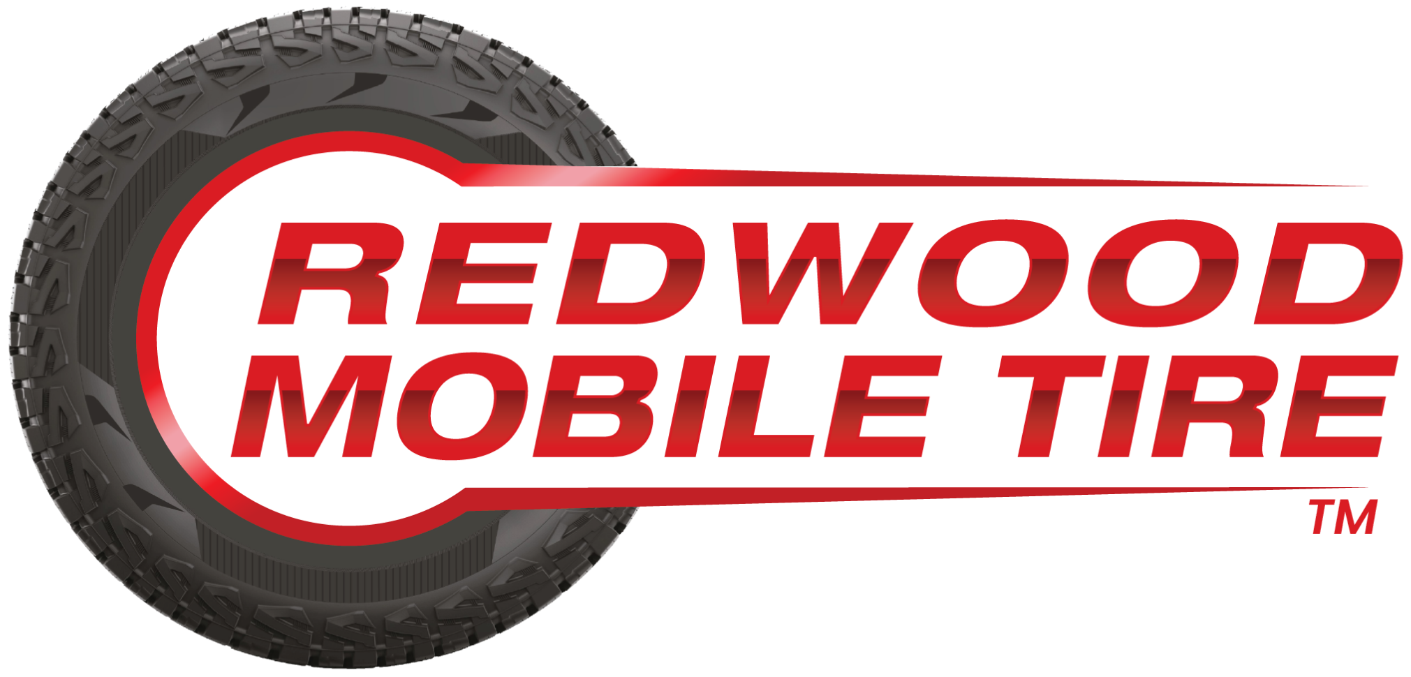 Redwood mobile tire logo with a large tire graphic and bold red lettering across the center
